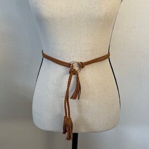 Braided brown Tassel Belt